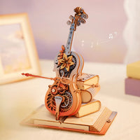 Robotime - Colorful Magic Cello, Symphony of Gorgeous Dreams, Mechanical Music Box 3D Wooden Puzzle