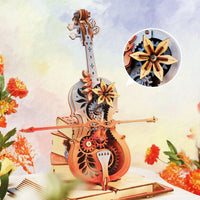 Robotime - Colorful Magic Cello, Symphony of Gorgeous Dreams, Mechanical Music Box 3D Wooden Puzzle