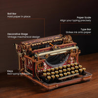 Robotime - Mechanical Typewriter Wooden 3D Puzzle, Magic Version