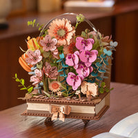 Robotime - Wooden Blooming Book DIY Flower Bouquet 3D Puzzle