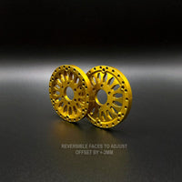 Reef's RC - 1.9 Gold "Shield" Aluminum Beadlock Wheels w/Hubs (2)