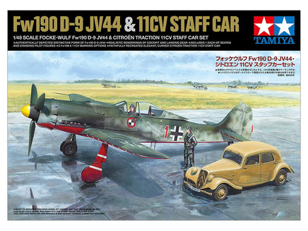 Tamiya - 1/48 Focke-Wulf Fw190 D-9 JV44 & Citroen Traction 11CV Staff - Hobby Recreation Products