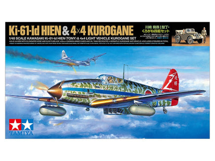 Tamiya - 1/48 Kawasaki Ki-61-Id Hien (Tony) & Light Vehicle Kurogane Plastic Model Set - Hobby Recreation Products