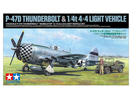 Tamiya - 1/48 Republic P-47D Thunderbolt "Bubbletop" & 1/4-ton 4X4 Light Vehicle - Hobby Recreation Products