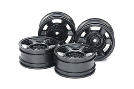 Tamiya - CC-02 6-Spoke Wheels (26mm Width, Offset +4), Black, 4pcs - Hobby Recreation Products