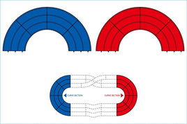 Tamiya - Japan Cup Junior Circuit Curve Section Set, Blue/Red, 4pcs - Hobby Recreation Products