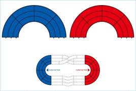 Tamiya - Japan Cup Junior Circuit Curve Section Set, Blue/Red, 4pcs - Hobby Recreation Products