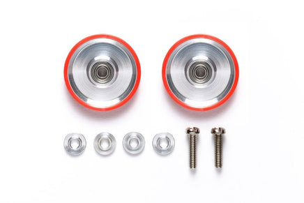 Tamiya - JR 17mm Aluminum Ball-Race Rollers, Dish Type, with Red Plastic Rings - Hobby Recreation Products