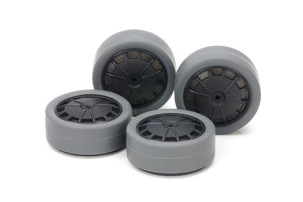 Tamiya - JR 26mm Tires/Carbon Wheels, Hard/Small Diameter/Low Profile, Gray - Hobby Recreation Products