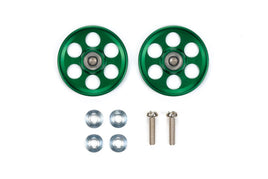Tamiya - JR Mini 4WD HG Aluminum Ball-Race Rollers, Lightweight, 19mm, Ringless, Green - Hobby Recreation Products