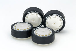 Tamiya - JR Mini LP Low Profile Tire/Reinforced Wheel, Super Hard, Dish, Dual Ridge Jr. - Hobby Recreation Products