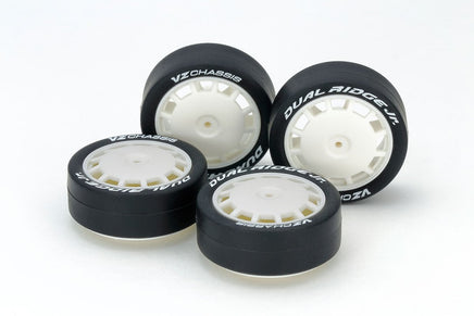 Tamiya - JR Mini LP Low Profile Tire/Reinforced Wheel, Super Hard, Dish, Dual Ridge Jr. - Hobby Recreation Products