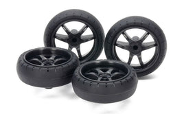 Tamiya - Large Diameter Low Friction Arched Tires (31mm) & Carbon Wheels (V Spoke) - Hobby Recreation Products