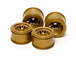 Tamiya - RC F104 Mesh Wheel Set for Rubber Tires, Gold - Hobby Recreation Products