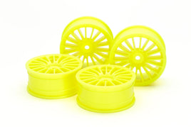 Tamiya - RC Medium-Narrow 18-Spoke Wheels, 24mm Width, Offset 0, Yellow (4pcs) - Hobby Recreation Products