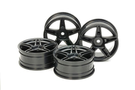 Tamiya - RC Medium-Narrow Twin 5-Spoke Wheels, 24mm Width, Offset +2, Black (4pcs) - Hobby Recreation Products
