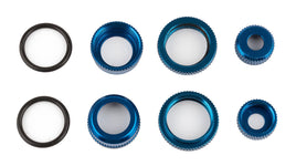 Team Associated - Factory Team 10mm Shock Caps and Collars, Blue Aluminum, for Reflex - Hobby Recreation Products