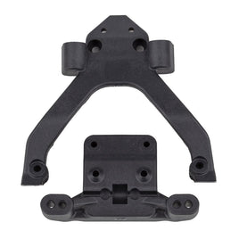 Team Associated - RC10B6.4 FT Front Top Plate and Ballstud Mount, Angled, Carbon - Hobby Recreation Products