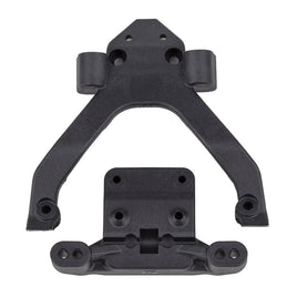 Team Associated - RC10B6.4 FT Front Top Plate and Ballstud Mount, Angled, Carbon - Hobby Recreation Products