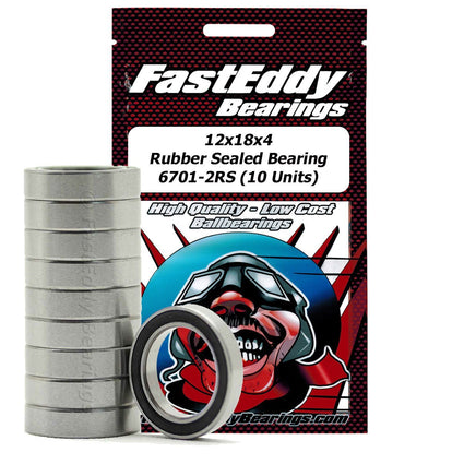 Team FastEddy - 12x18x4mm Rubber Sealed Bearing (10) 6701-2RS - Hobby Recreation Products