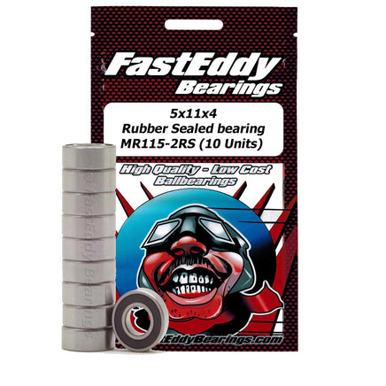 Team FastEddy - 5x11x4mm Rubber Sealed Bearing (10) MR115-2RS - Hobby Recreation Products