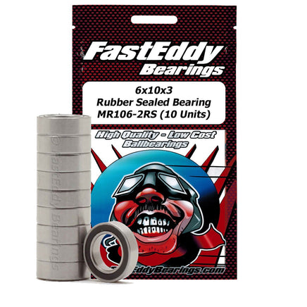 Team FastEddy - 6x10x3mm Rubber Sealed Bearing (10) MR106-2RS - Hobby Recreation Products