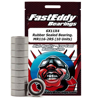 Team FastEddy - 6x11x4mm Rubber Sealed Bearing (10) MR116-2RS - Hobby Recreation Products