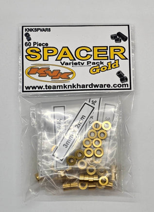 Team KNK - 60 Piece 3mm Aluminum Spacer Variety Pack - Gold - Hobby Recreation Products