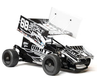 Whitz Racing - 1/10 Whiplash Front 2.2" 12mm Sprint Car Wheels (2) with Inserts, Black - Hobby Recreation Products