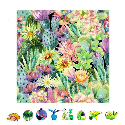 ZenChalet Puzzles - Floral Cactus Wooden Puzzle, 500 Pcs - Hobby Recreation Products