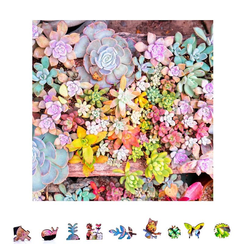 succulent garden puzzle ZenChalet Puzzles Garden Succulents Wooden Puzzles