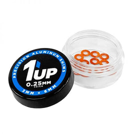 1UP Racing - 3x6x0.25mm Precision Aluminum Shims, Orange, (12 pcs) - Hobby Recreation Products