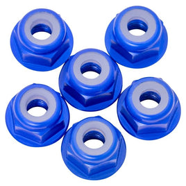 1UP Racing - 7075 Aluminum Flanged Locknuts M3, Daark Blue, 6pcs - Hobby Recreation Products