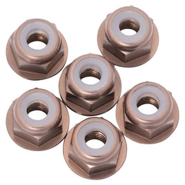 1UP Racing - 7075 Aluminum Flanged Locknuts, M3, Gunmetal, 6pcs - Hobby Recreation Products