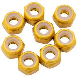 1UP Racing - 7075 Aluminum Locknuts, M3, Gold, 8pcs - Hobby Recreation Products
