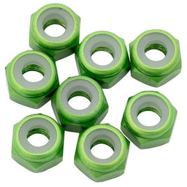 1UP Racing - 7075 Aluminum Locknuts, M3, Green, 8pcs - Hobby Recreation Products