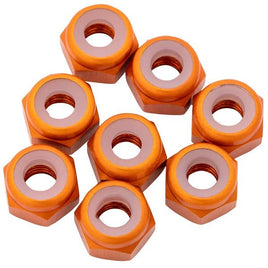 1UP Racing - 7075 Aluminum Locknuts, M3, Orange, 8pcs - Hobby Recreation Products