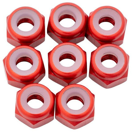 1UP Racing - 7075 Aluminum Locknuts, M3, Red, 8pcs - Hobby Recreation Products