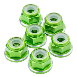 1UP Racing - 7075 Aluminum M3 Flanged Locknuts - Green Shine - 6pcs - Hobby Recreation Products