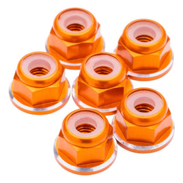 1UP Racing - 7075 Aluminum M3 Flanged Locknuts - Orange Shine - 6pcs - Hobby Recreation Products