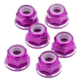 1UP Racing - 7075 Aluminum M3 Flanged Locknuts - Purple Shine - 6pcs - Hobby Recreation Products