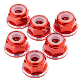 1UP Racing - 7075 Aluminum M3 Flanged Locknuts - Red Shine - 6pcs - Hobby Recreation Products