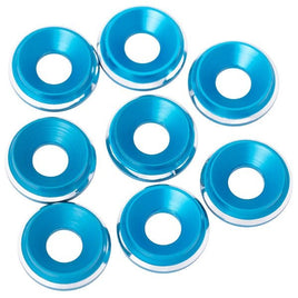 1UP Racing - 7075 LowPro Countersunk Washers, M3, Bright BLue Shine, 8pcs - Hobby Recreation Products
