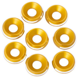1UP Racing - 7075 LowPro Countersunk Washers, M3, Gold Shine, 8pcs - Hobby Recreation Products