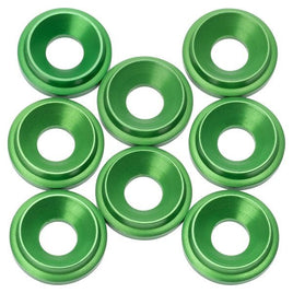 1UP Racing - 7075 LowPro Countersunk Washers, M3, Green, 8pcs - Hobby Recreation Products