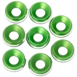 1UP Racing - 7075 LowPro Countersunk Washers, M3, Green Shine, 8pcs - Hobby Recreation Products