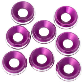 1UP Racing - 7075 LowPro Countersunk Washers, M3, Purple Shine, 8pc - Hobby Recreation Products