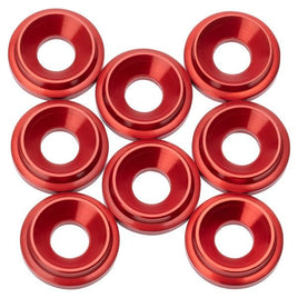 1UP Racing - 7075 LowPro Countersunk Washers, M3, Red, 8pcs - Hobby Recreation Products