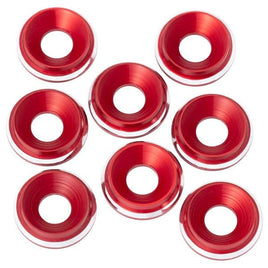 1UP Racing - 7075 LowPro Countersunk Washers, M3, Red Shine, 8pcs - Hobby Recreation Products