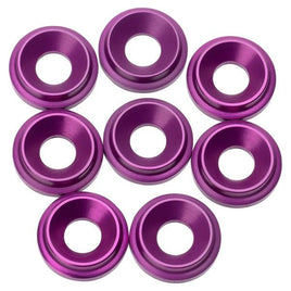 1UP Racing - 7075 LowPro Countersunk Washers, Purple, M3, 8pcs - Hobby Recreation Products